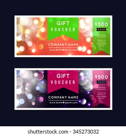 Vector illustration,Gift voucher template with clean and modern flat pattern on bokeh background