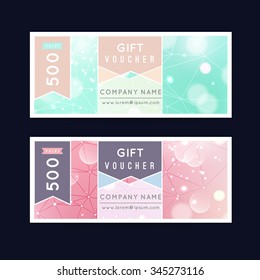 Vector illustration,Gift voucher template with clean and modern flat pattern on bokeh background