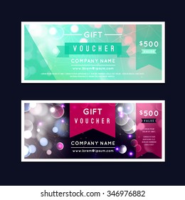 Vector illustration,Gift voucher template with clean and modern flat pattern on bokeh background