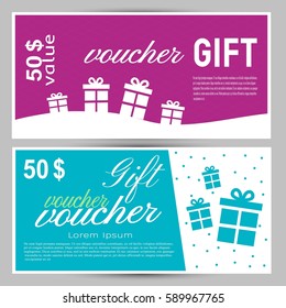 Vector illustration,gift voucher template with clean and modern pattern.