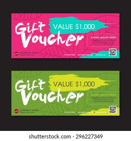 Vector Illustration,Gift Voucher Template With Colorful Pattern.