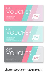 Vector illustration,Gift voucher template with colorful pattern.