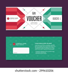 Vector illustration,Gift voucher template with colorful pattern.