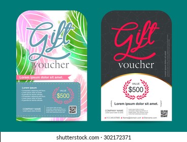 Vector illustration,Gift voucher template with colorful pattern.