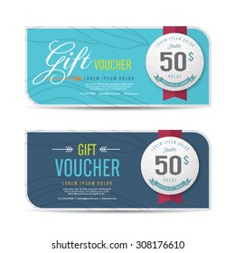 Vector illustration,Gift voucher template with colorful pattern,cute gift voucher certificate coupon design template