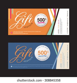 Vector illustration,Gift voucher template with colorful pattern,cute gift voucher certificate coupon design template