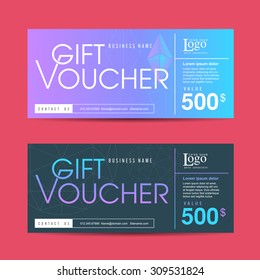 Vector illustration,Gift voucher template with colorful pattern,cute gift voucher certificate coupon design template