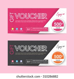 Vector illustration,Gift voucher template with colorful pattern,cute gift voucher certificate coupon design template