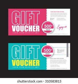 Vector illustration,Gift voucher template with colorful pattern,cute gift voucher certificate coupon design template
