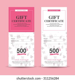 Vector illustration,Gift voucher template with colorful pattern,cute gift voucher certificate coupon design template,Collection gift certificate business card banner calling card poster