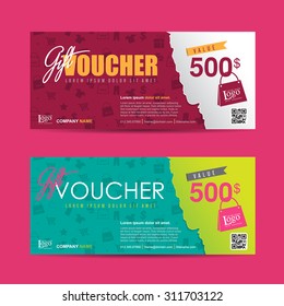 Vector illustration,Gift voucher template with colorful pattern,cute gift voucher certificate coupon design template,Collection gift certificate business card banner calling card poster