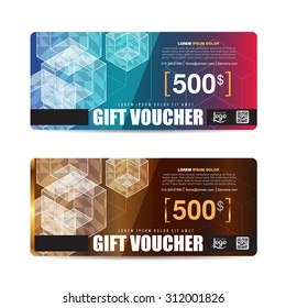 Vector illustration,Gift voucher template with colorful pattern,cute gift voucher certificate coupon design template,Collection gift certificate business card banner calling card poster