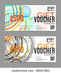 Vector illustration,Gift voucher template with colorful geometric pattern.