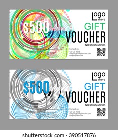 Vector illustration,Gift voucher template with colorful geometric pattern.