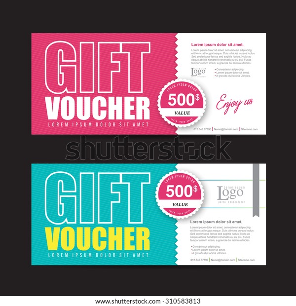 Vector Illustration Gift Voucher Template With Colorful Pattern Cute Gift Voucher Certificate