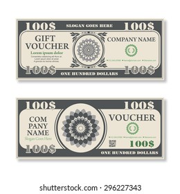 Vector illustration,Gift voucher template with design dollars pattern.