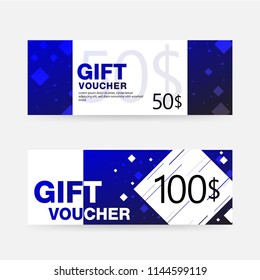 Vector illustration,Gift voucher template with geometric pattern,cute gift voucher certificate coupon design template