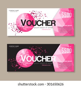 Vector illustration,Gift voucher template with polygon colorful Shattered effect pattern.