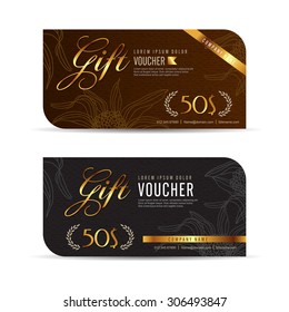 Vector illustration,Gift voucher template with premium pattern.cute gift voucher certificate coupon design template