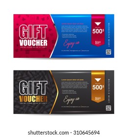 Vector illustration,Gift voucher template with premium pattern,cute gift voucher certificate coupon design template