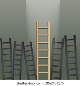 Vector illustration.Golden ladder to the better future.