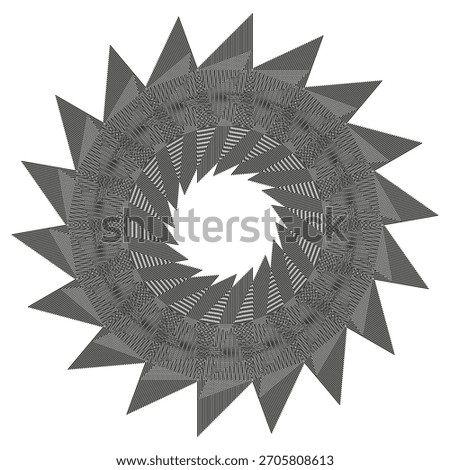 Vector illustrationGray saw blade. Abstract cogwheel shape. Serrated circle emblem. Vector rotary mechanism.