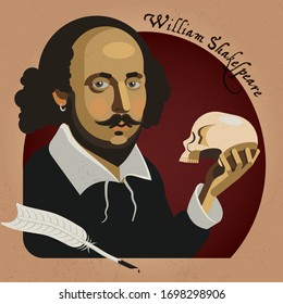 Vector illustration.Great british poet William Shakespeare