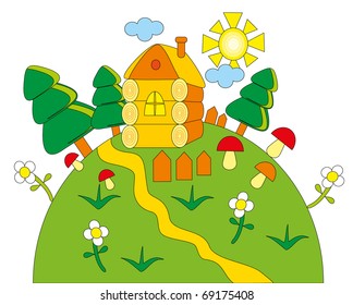 Vector illustration.Green planet.