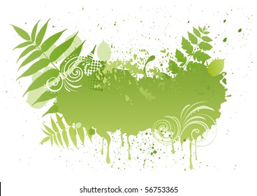 vector illustration-grunge nature leaf