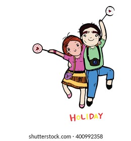 Vector illustration,hand drawn wedding couple on white background