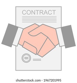 vector illustration.handshake on the background of the contract sheet.conclusion of the contract.