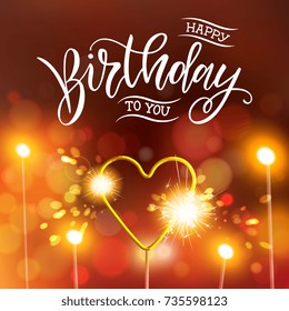 Vector illustration.Happy Birthday To You typography vector design for greeting cards and poster with Bengal lights heart.