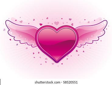 ilustración vectorial-corazón y alas