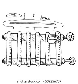  vector illustration/heating radiator with temperature knob with the steam