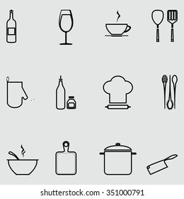 Vector illustration.Icons kitchen utensils.