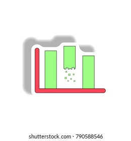 Vector illustrationin paper sticker style. infographic design of column chart