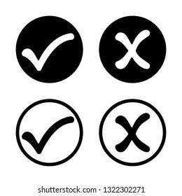 Vector illustration.Isolated black and white check mark icon in a circle.Tick symbol on white background.