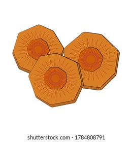 Vector illustration-isolated carrot cut into circles. Carrot slices. Juicy raw vegetable for a healthy lifestyle. ingredient for oriental soup.