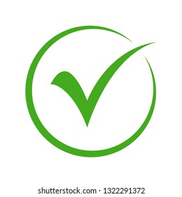 Vector illustration.Isolated green check mark icon in a circle.Tick symbol on white background.