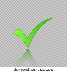 Vector illustration.Isolated green check mark icon.Tick symbol on transparency background.