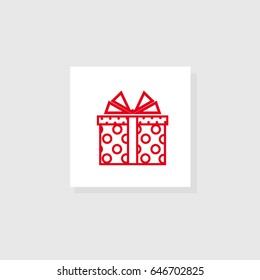 Vector illustration.Isolated object.Icon. Gift box with a bow. Dotted