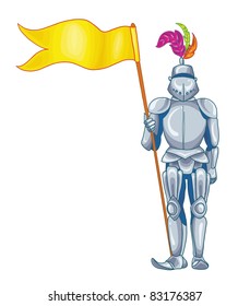 vector illustration-knight in shining armour in his hand, on white background