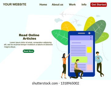 vector illustration,Landing page template of Read Online Articles Concept. Modern flat design concept of web page design for website and mobile website.