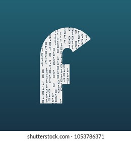 Vector illustration.Letter F with code in it.Concept of social media.