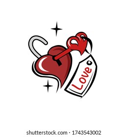 Vector illustration.Logo. Key to the heart.
