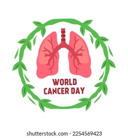 ilustración vectorial.marco de planta verde pulmonar,Día mundial del cáncer.diseño para banner, afiche y atención de la salud.fondo blanco