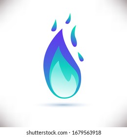 Vektorillustration Illustration.Zauberblaue Flammensymbol einzeln auf weißem Hintergrund. Energiekonzept. Perfekt für Webseiten, mobile App, Spieledesign, Badge, Poster, Cover, Print, Flyer, Ad.Flat Style.