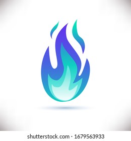 Vector illustration.Magic blue fire flame icon isolated on white background. Energy concept. Perfect for web site page, mobile app, game design ,badge, poster, cover,print, flyer, ad.Flat Style.