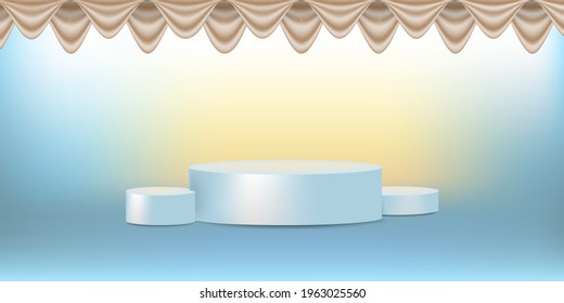 Vector illustration,Minimal stage platform podium with curtain 