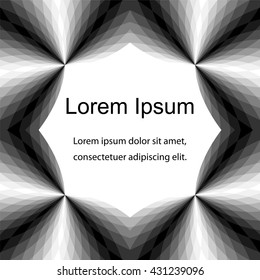 Vector Illustration.Monochrome Mosaic Frame Shimmering from Dark to Light.Template for Visiting Cards, Labels, Fliers,  Badges, Posters, Stickers and Advertising Actions.Geometric Abstract Background